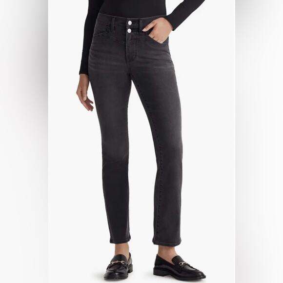Madewell Denim - New! Madewell black Cali Demi Fit mid-rise kick out double button jeans W33